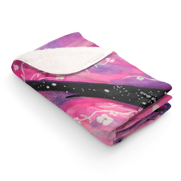 Sherpa Fleece Blanket - Flower Girl Series (#1 Pink)