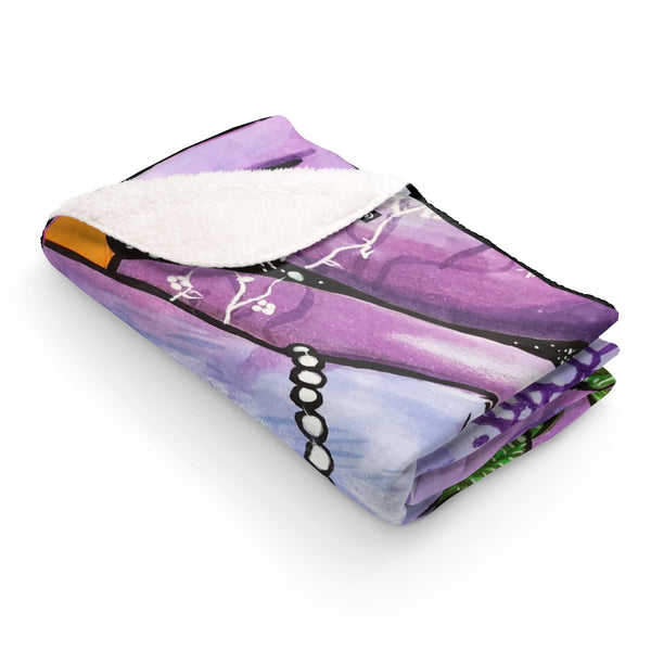 Sherpa Fleece Blanket - Flower Girl Series (#2 Purple)